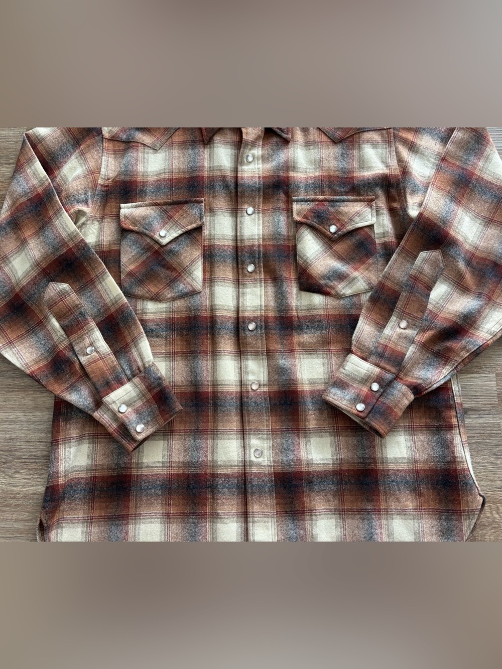 Pendleton snap Western L Lg 100% pure wool men’s long sleeve shirt. GREAT cond - Picture 4 of 12